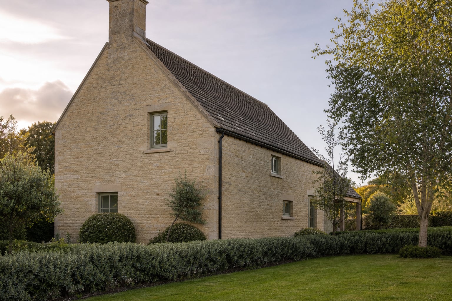 Cottage garden approach in soft light