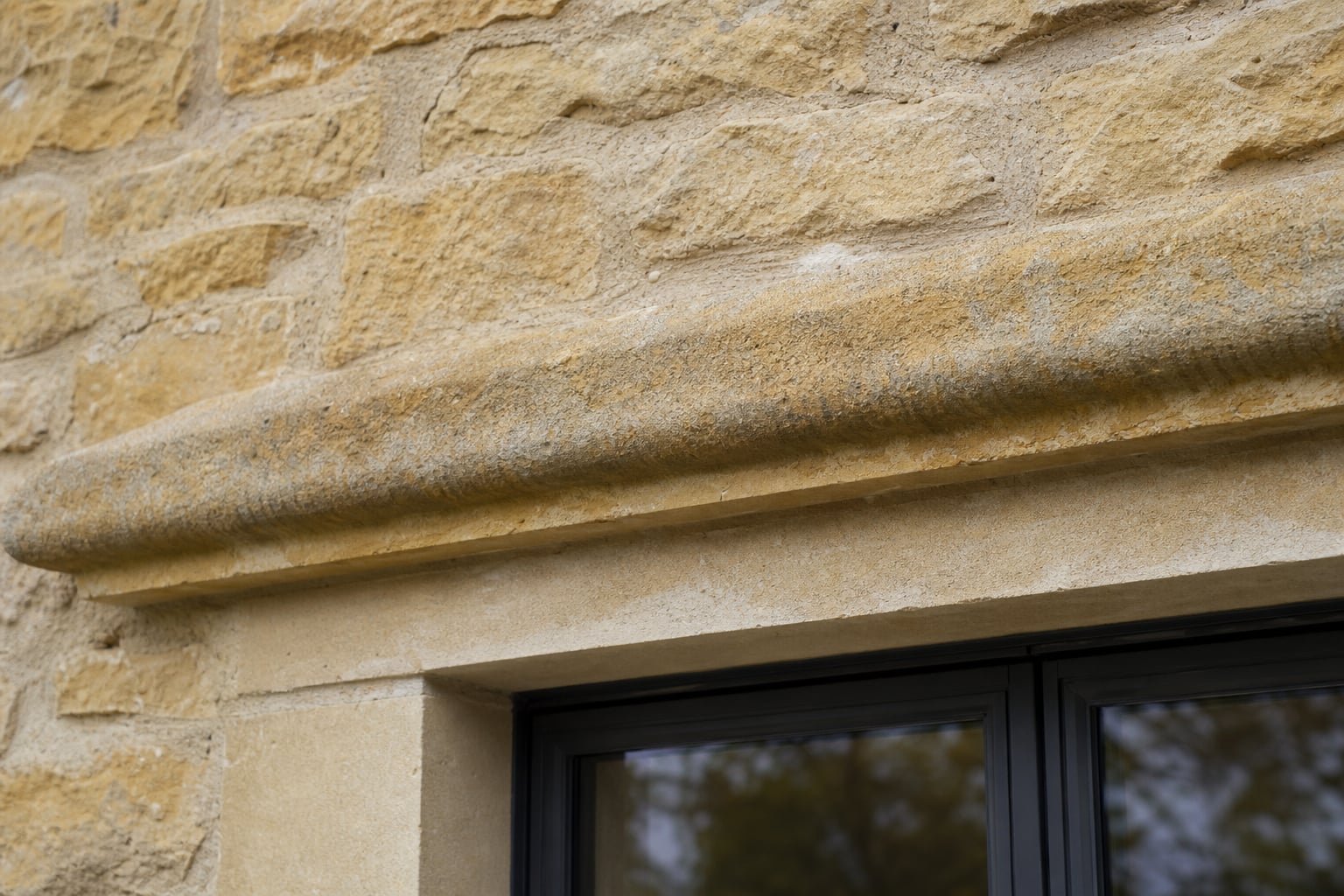 Limestone façade and chimney detail